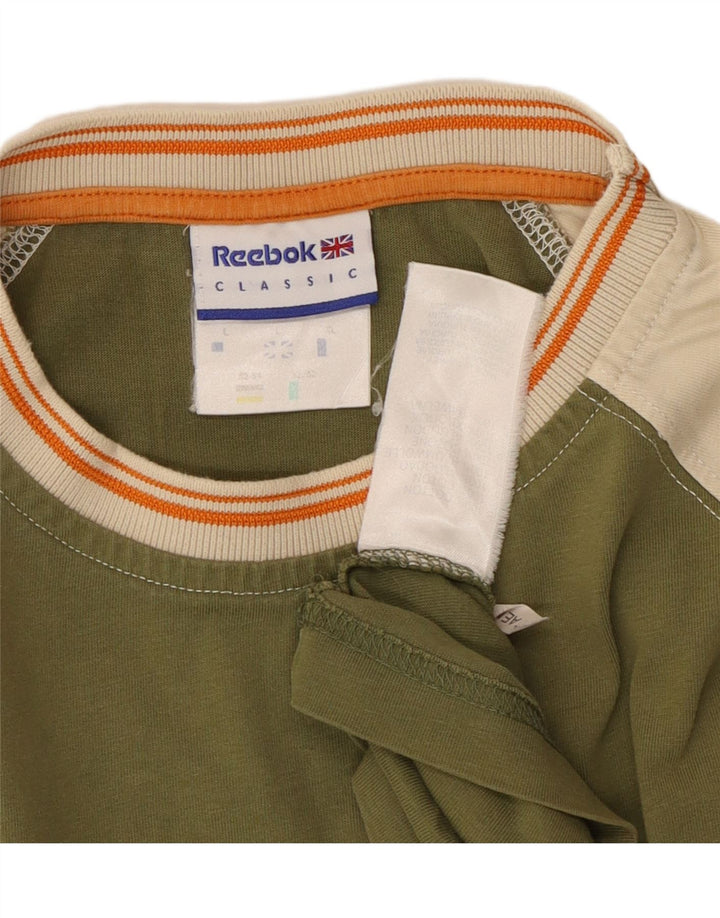 Tricou grafic clasic pentru bărbați REEBOK Top mare din bumbac color bloc verde
