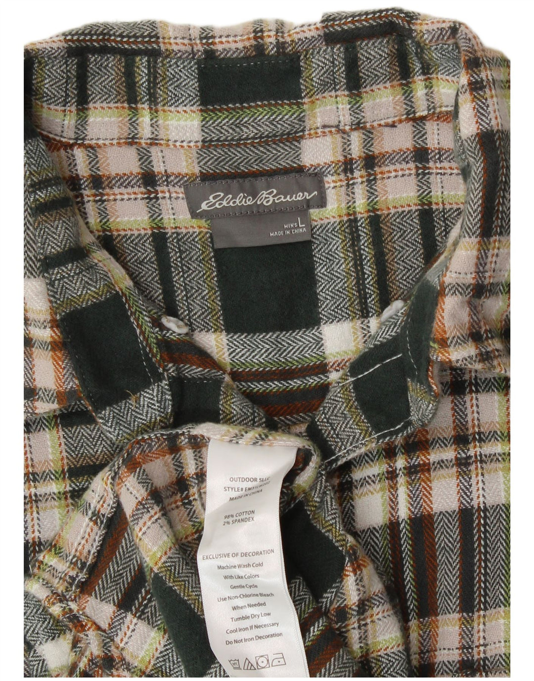 Cămașă de flanel pentru bărbați Eddie Bauer, bumbac carouri verde mare
