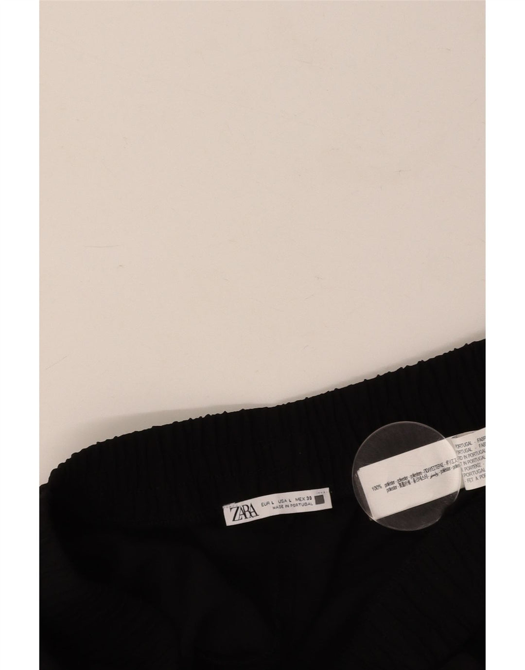 Pantaloni casual de damă ZARA cu picioare largi L30 L29 Poliester negru