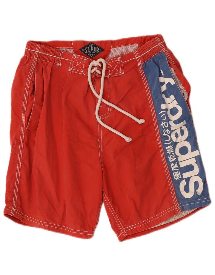 Pantaloni scurți de înot grafic pentru bărbați Superdry, poliester roșu mare