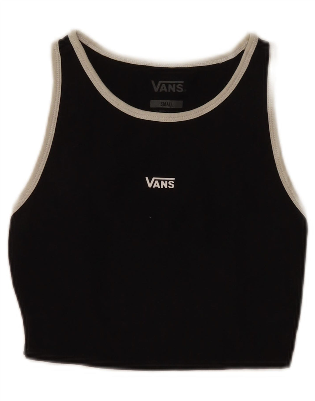 Vans Crop Graphic Vest Top pentru femei UK 10 Small Black Bumbac