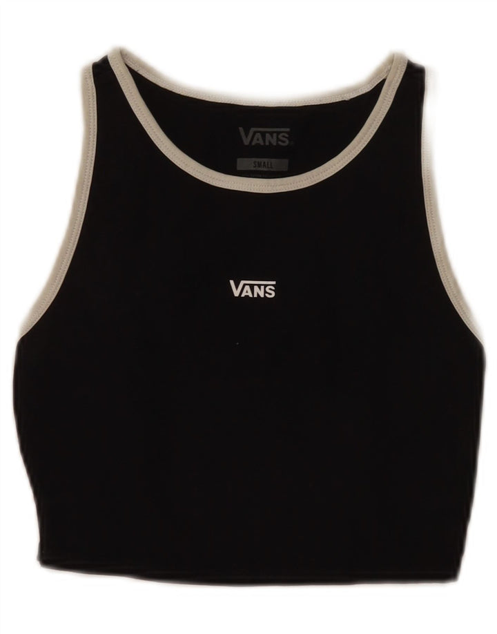 Vans Crop Graphic Vest Top pentru femei UK 10 Small Black Bumbac