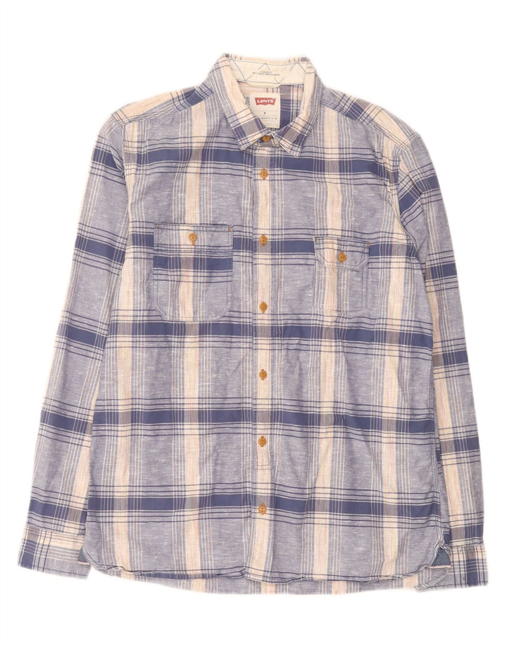 Cămașă pentru bărbați Levi's, bumbac cu carouri albastru mediu