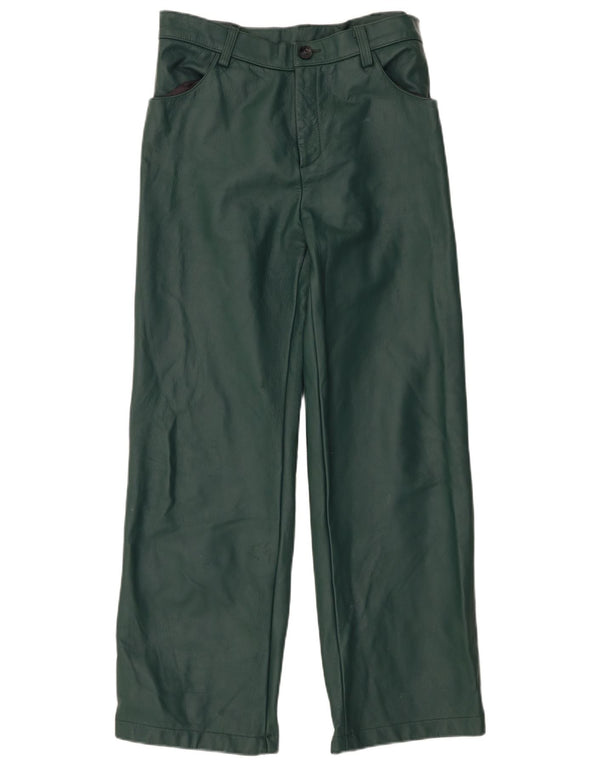 Pantaloni drepți din piele vintage pentru femei W32 L29 verde