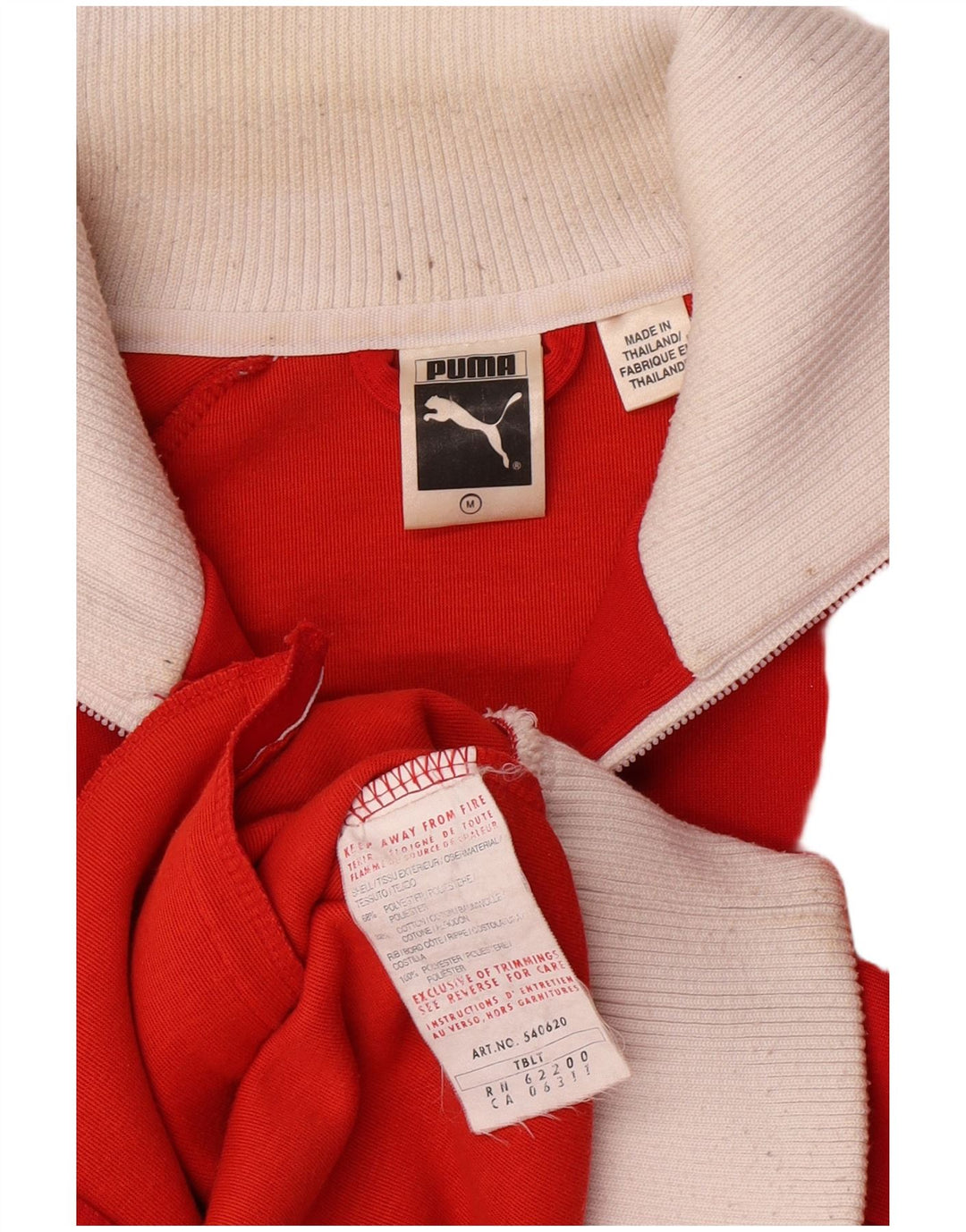 Jachetă de trening retro Puma pentru femei UK 14 Medium Red Colorblock