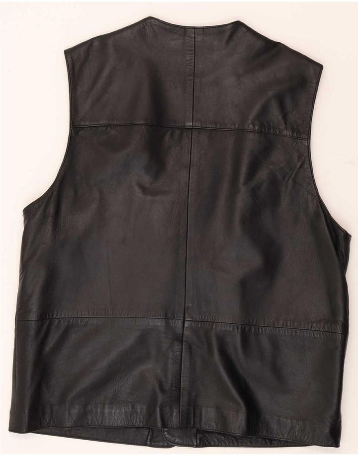 Gilet din piele vintage pentru bărbați UK 38 Medium Black