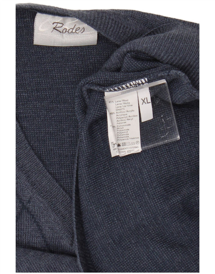 Rodes Mens Vest Tank Top XL Blue Argyle/Diamond Wool