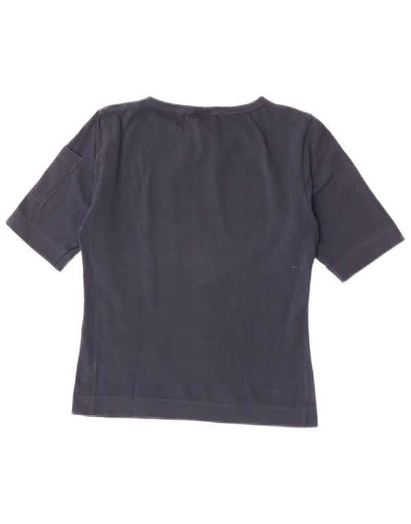 Tricou cu grafic crop Lee pentru femei Top UK 14 mare bleumarin