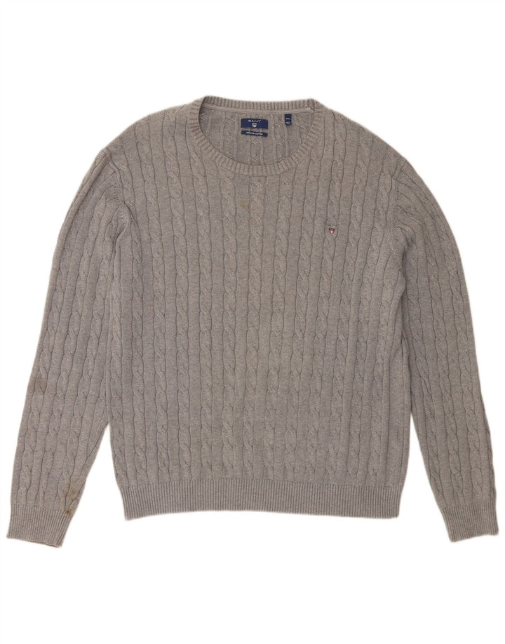 Pulover GANT pentru bărbați, cu gât roșu, bumbac gri 3XL