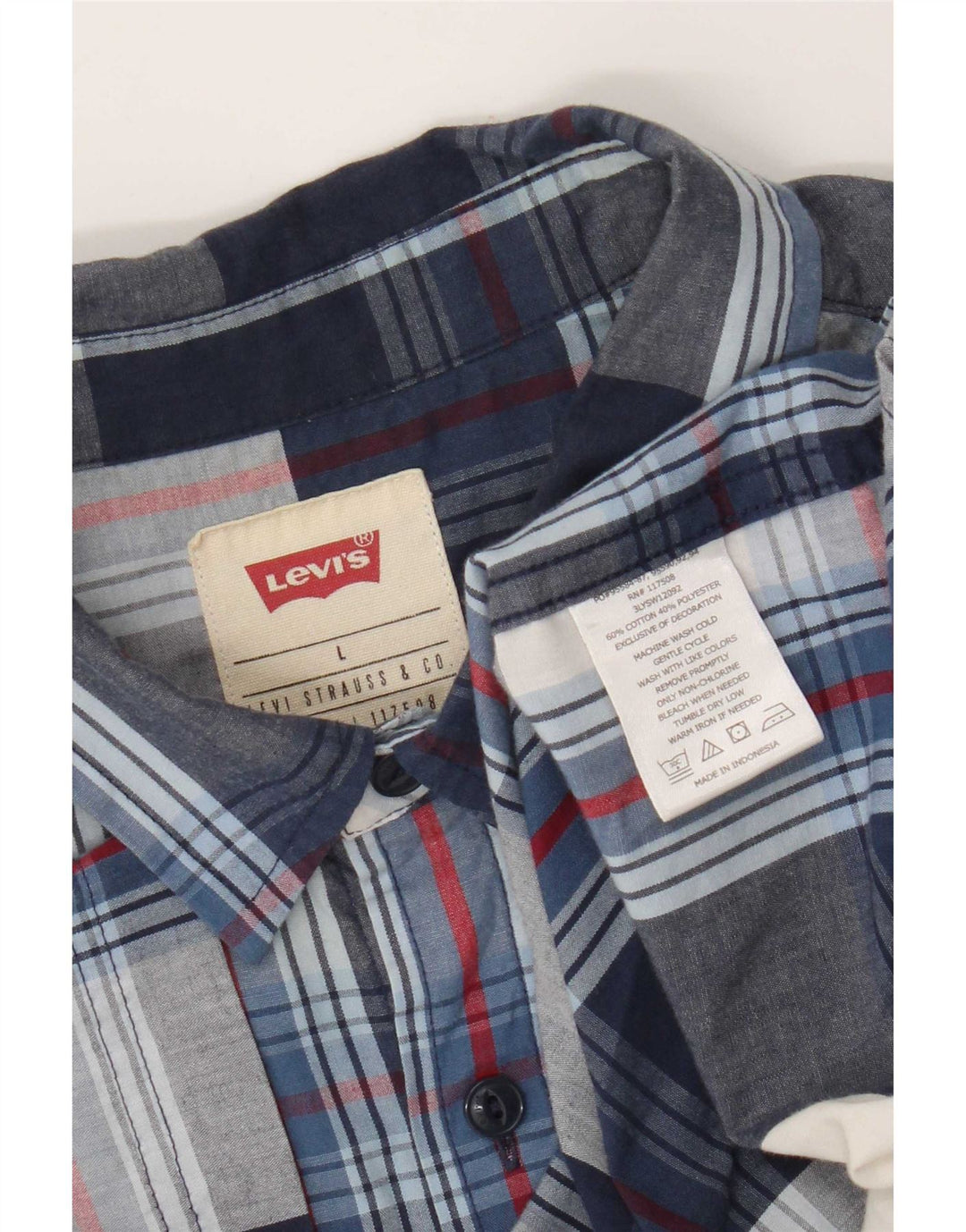 Cămașă cu mânecă scurtă pentru bărbați Levi's, mare, din bumbac cu carouri bleumarin