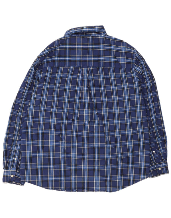 Cămașă pentru bărbați Chaps Easy Care XL din bumbac cu carouri bleumarin