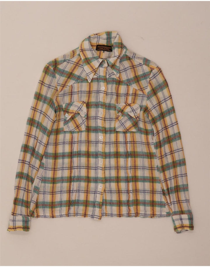 Cămașă Vintage Femei IT 44 Medium Multicolor Check Bumbac
