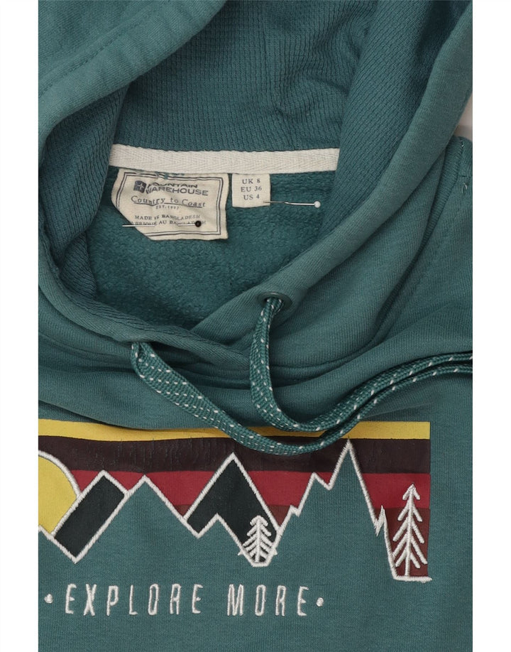 MOUNTAIN WAREHOUSE Womens Oversized Hoodie Jumper UK 8 Small  Green Vintage Mountain Warehouse and Second-Hand Mountain Warehouse from Messina Hembry 