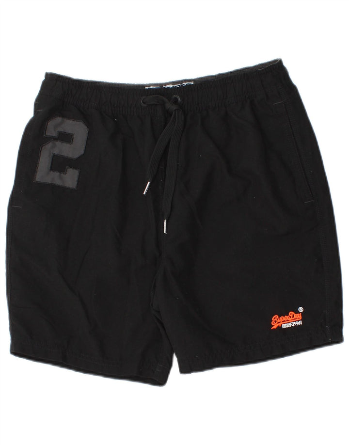 Pantaloni scurți de înot grafic Superdry pentru bărbați, poliester mediu negru