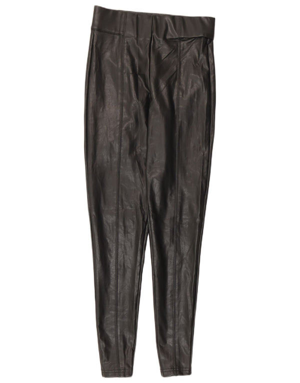 Marks & Spencer Pantaloni subțiri din piele artificială pentru femei UK 8 Mici W26 L28 Negri