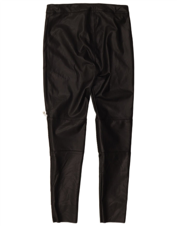 Pantaloni subțiri din piele artificială pentru femei Zara Mediu L28 L27 Poliester negru