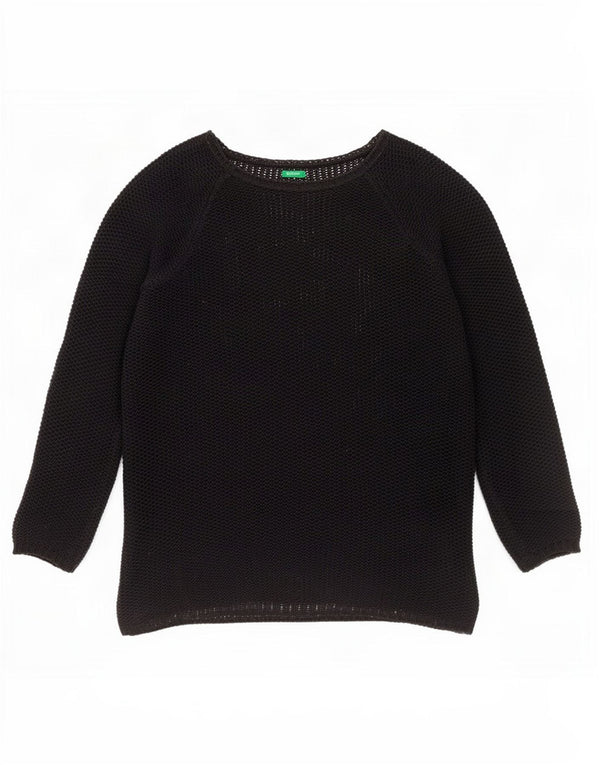 Pulover Benetton pentru damă, cu gât de barcă, pulover UK 14 Medium Negru