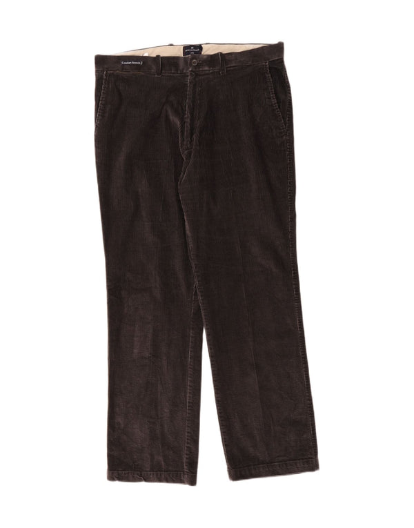 Marks & Spencer Pantaloni drepti pentru bărbați din velur, W36 L31, bumbac maro