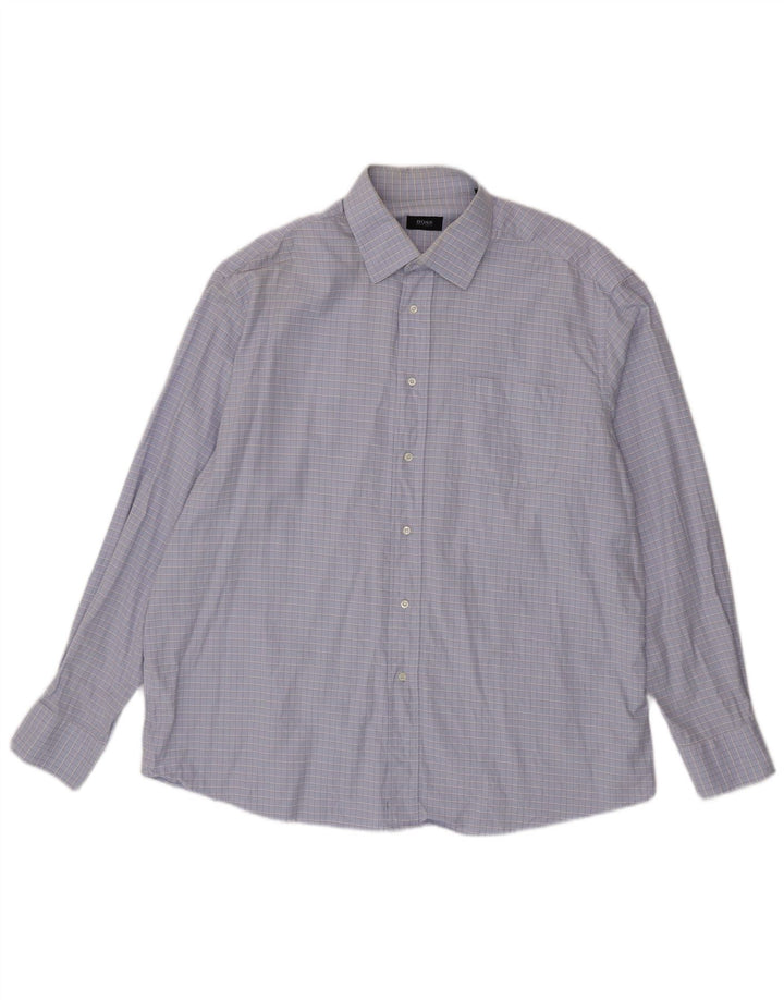 Cămașă pentru bărbați HUGO BOSS Mărimea 45 17 1/2 XL Bumbac cu check violet