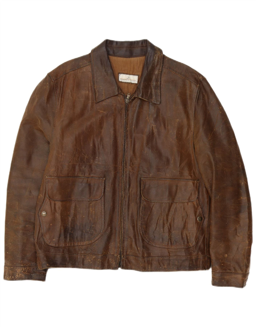 Jachetă din piele vintage pentru bărbați IT 54 2XL din piele maro