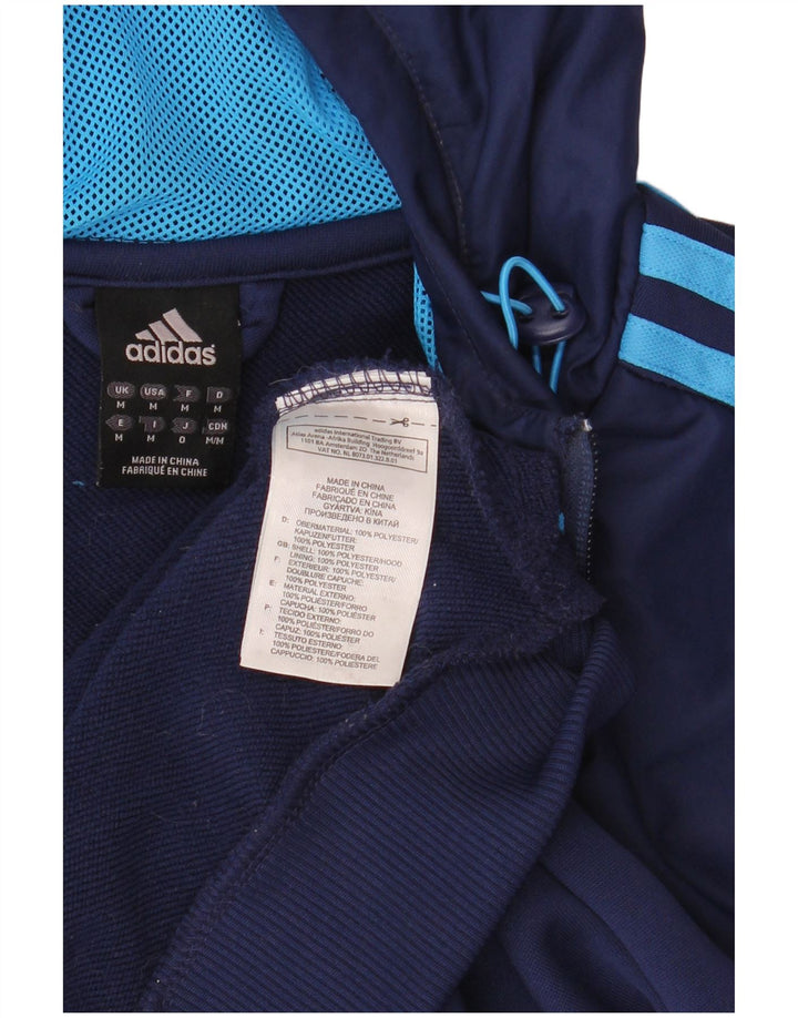 Pulover Adidas pentru bărbați, cu fermoar, poliester, albastru, mediu