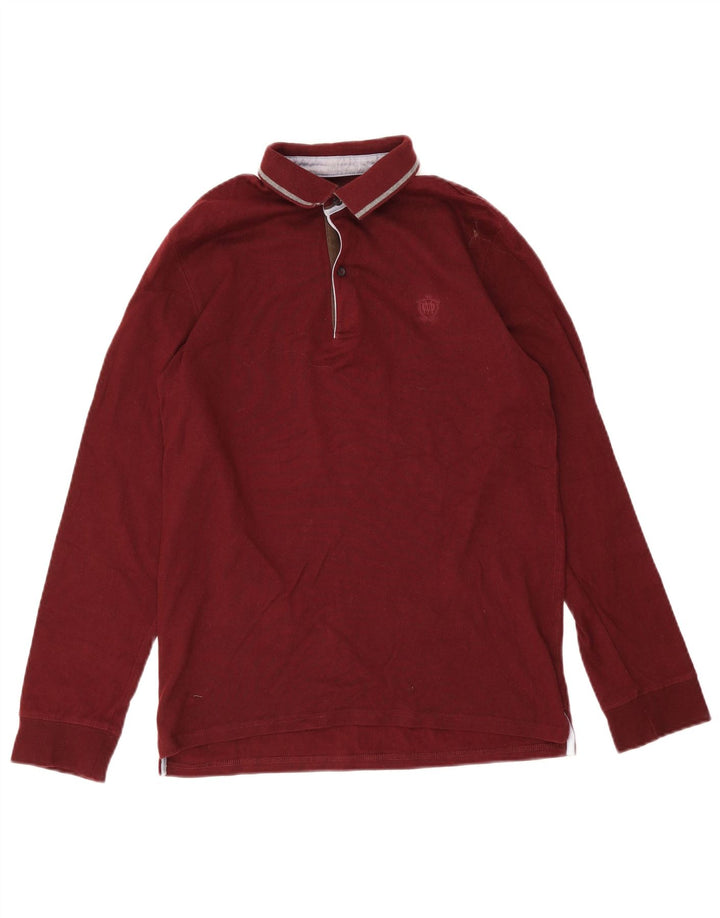 Cămașă polo cu mânecă lungă pentru bărbați Massimo Dutti Mic Bordeaux