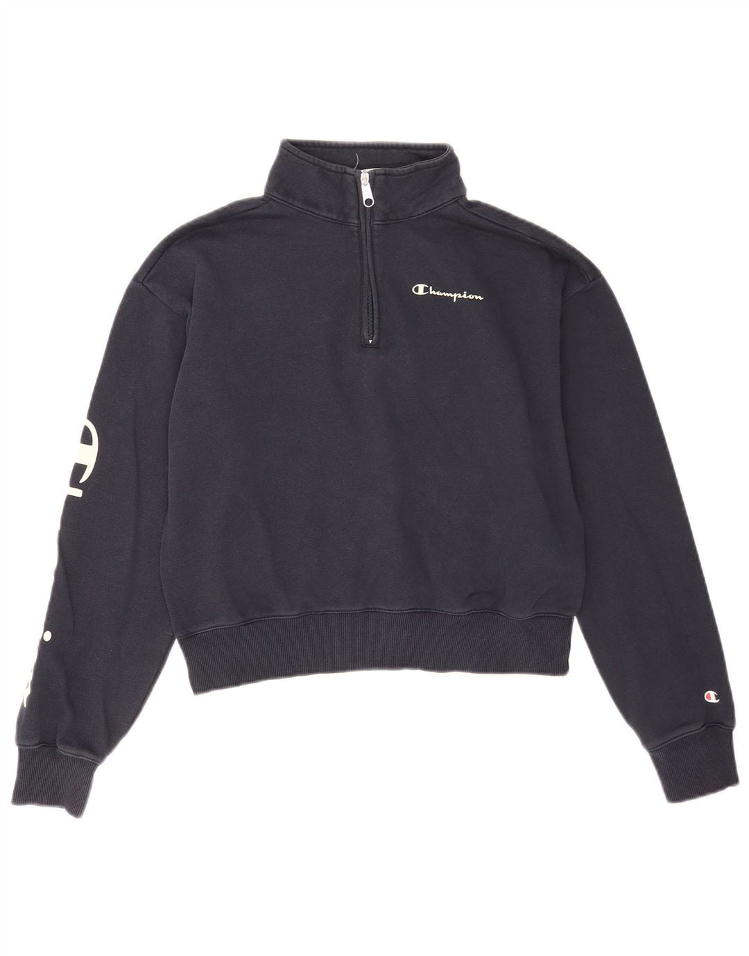 Pulover pentru femei Champion Crop Graphic Pulover UK 14 Medium Bleumarin