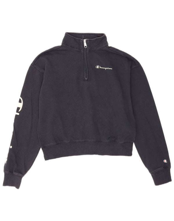 Pulover pentru femei Champion Crop Graphic Pulover UK 14 Medium Bleumarin