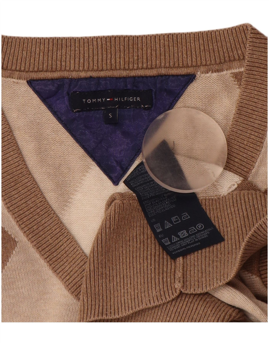 TOMMY HILFIGER Pulover cu decolteu în V pentru femei UK 10 Maro mic