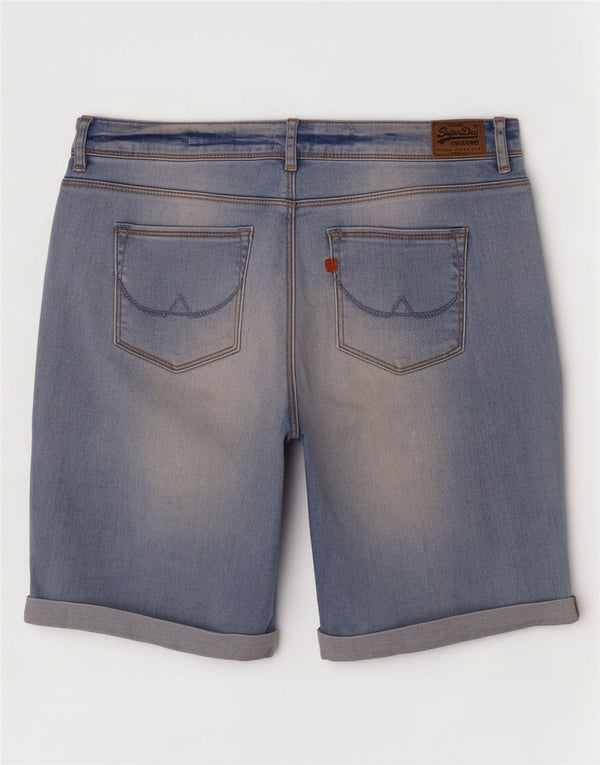 Pantaloni scurți Superdry Bermude Skinny Denim W30 Bumbac Albastru Mediu
