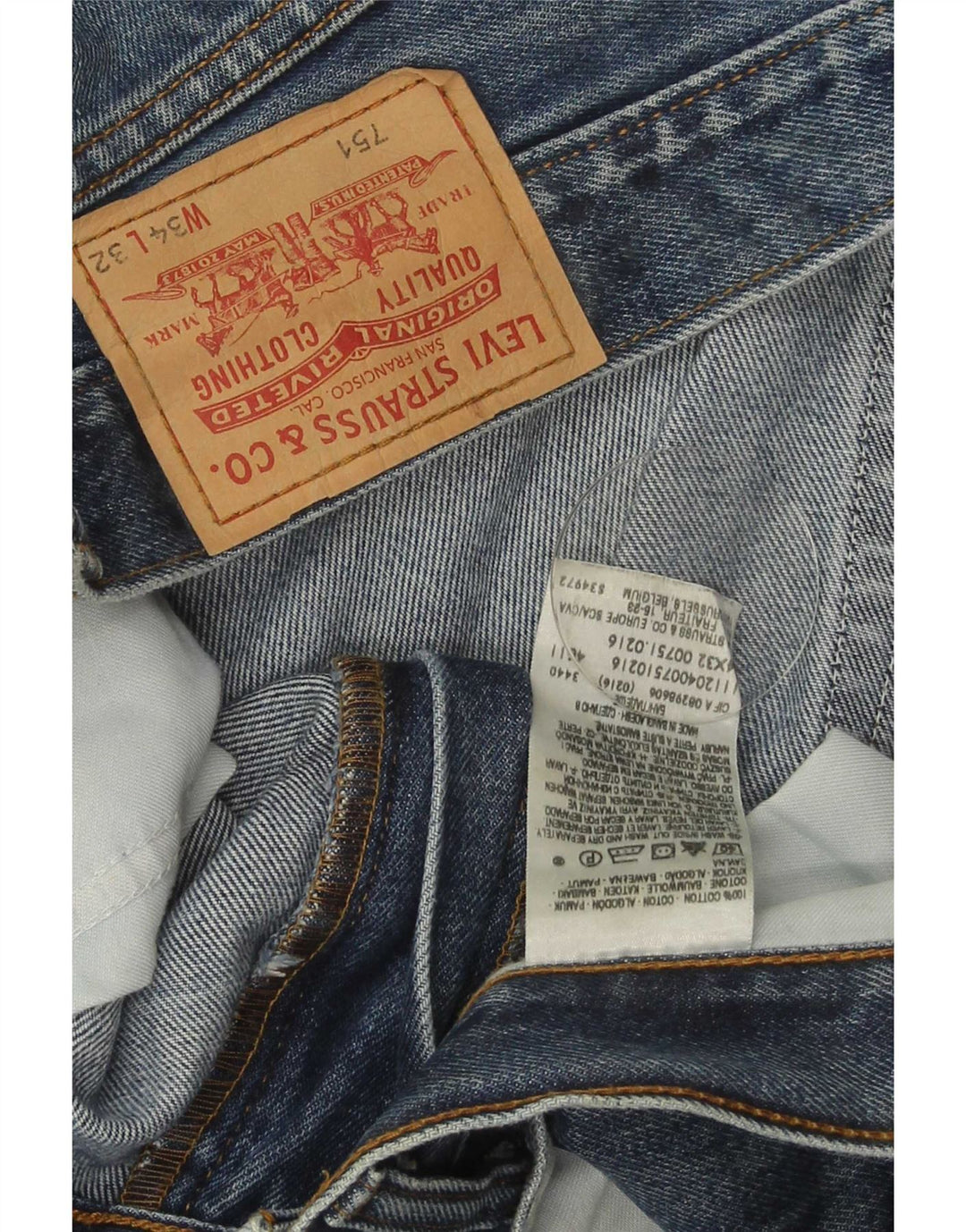 Blugi drepti pentru bărbați Levi's 751 W34 L32 Bumbac albastru