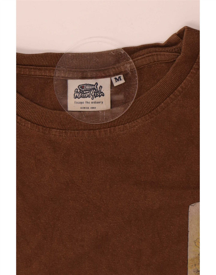 Tricou grafic pentru bărbați Weird Fish Top din bumbac maro mediu