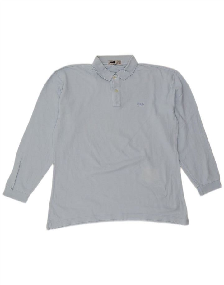 Tricou polo pentru bărbați FILA cu mânecă lungă, mare, albastru