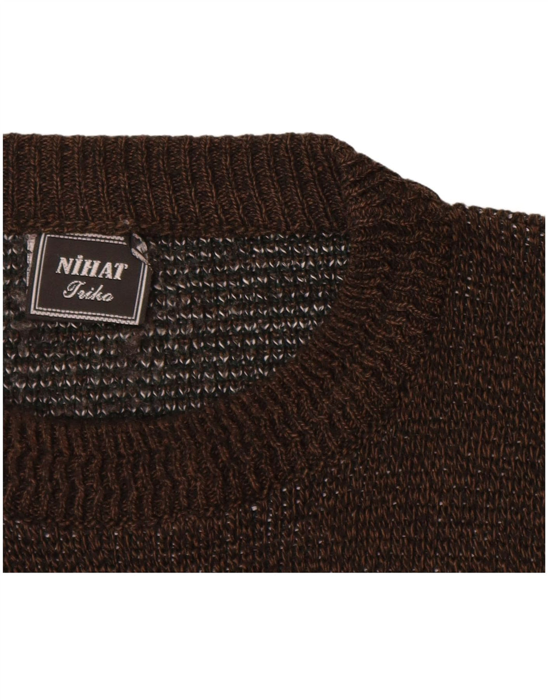 Pulover VINTAGE pentru bărbați cu gât roșu XL, maro, acrilic colorat