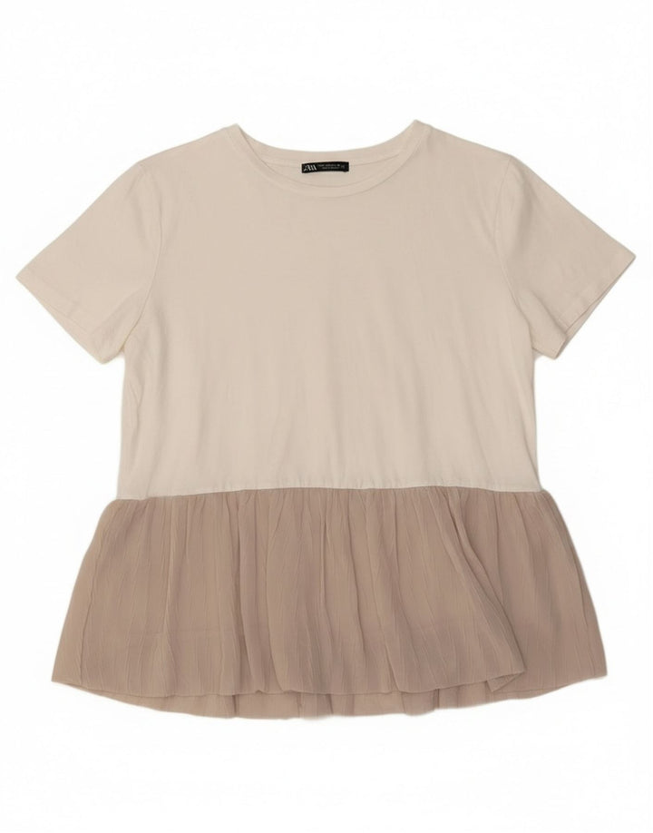 Bluză pentru femei ZARA UK 14 Medium White Colorblock