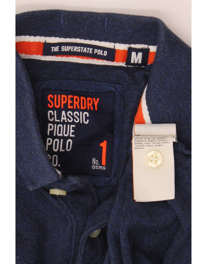 Tricou polo grafic pentru bărbați Superdry, bumbac, albastru bleumarin mediu