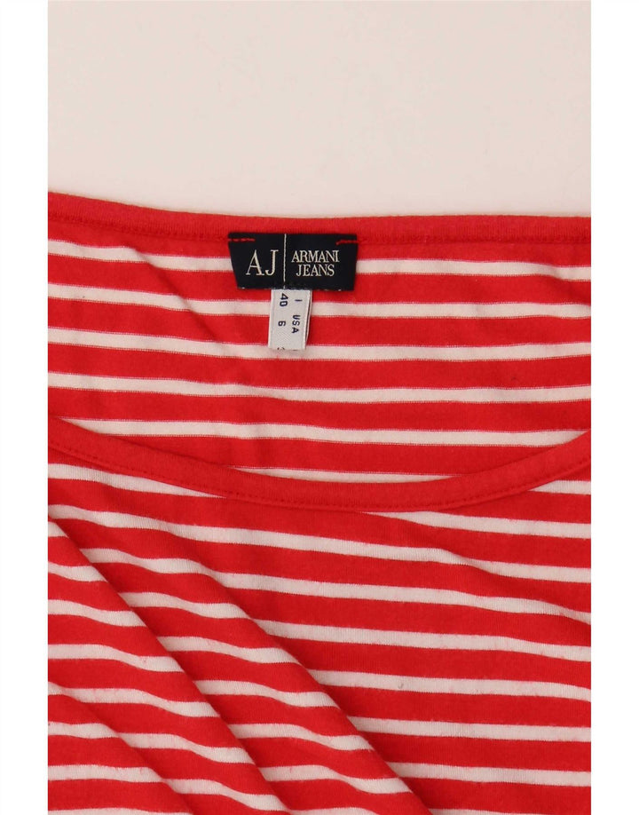 Armani Jeans Top pentru femei cu mâneci 3/4 UK 10 Small Red Striped