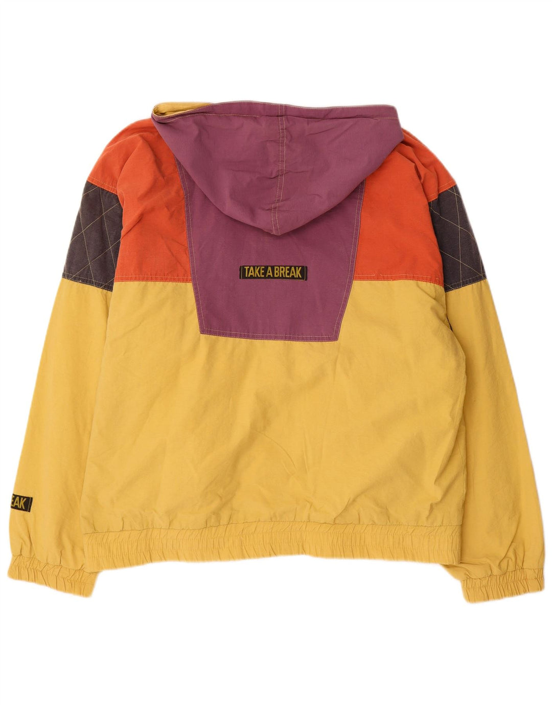 Rodeo Mens Loose Fit Graphic Bomber Jacket UK 38 Medium Yellow Colourblock
