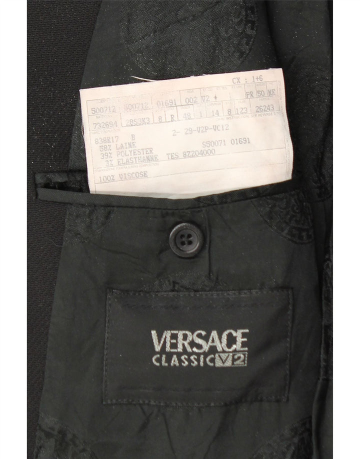 Jachetă Versace pentru bărbați cu 3 nasturi IT 48 Lână neagră medie