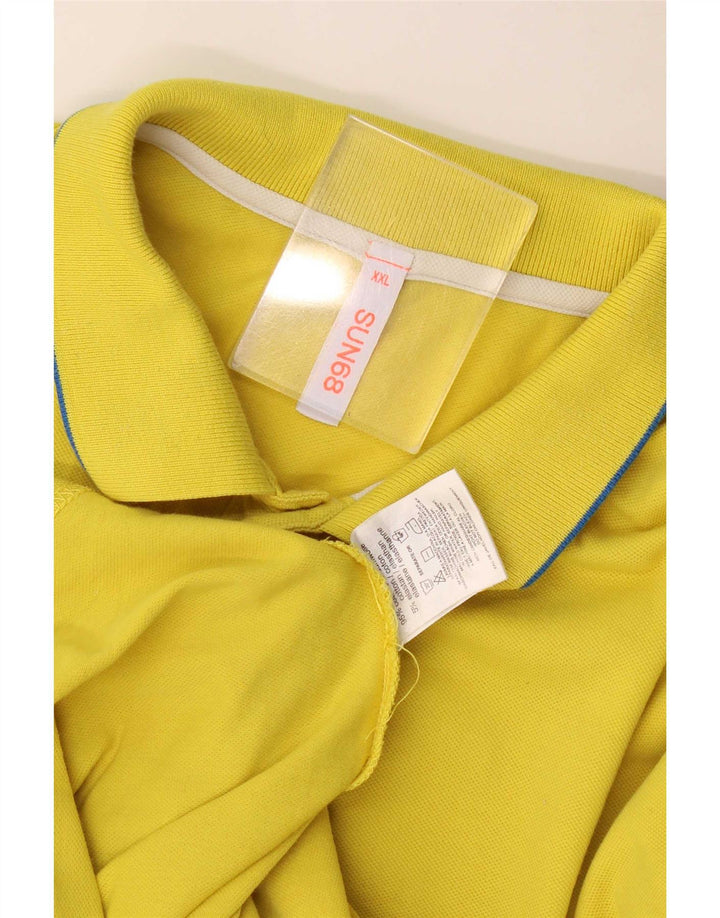 Tricou polo Sun68 pentru bărbați, bumbac galben 2XL