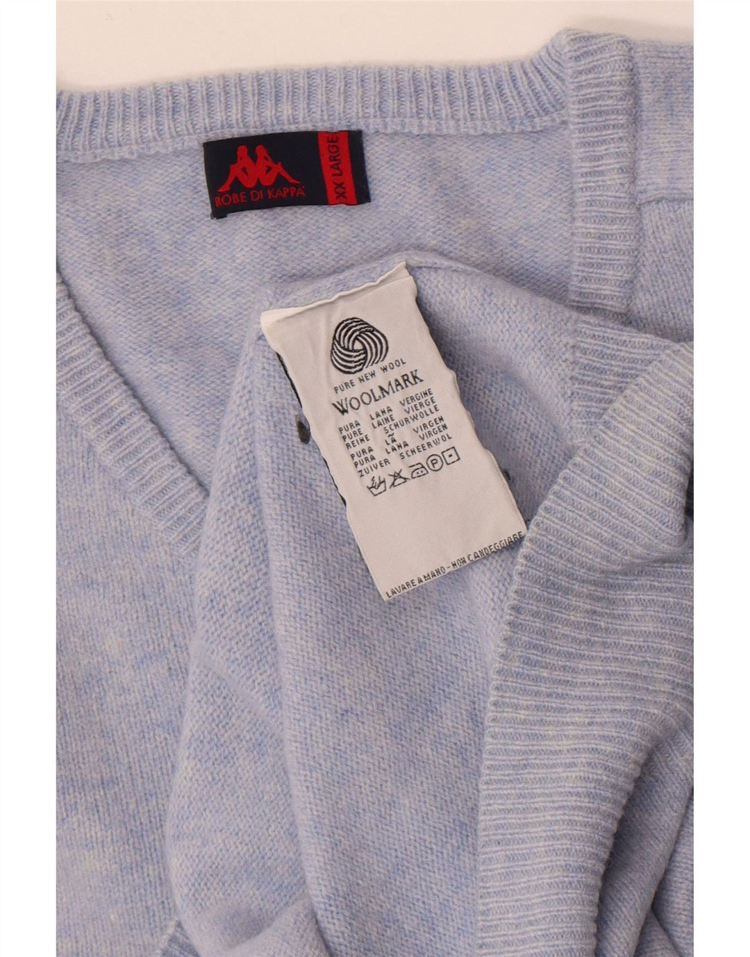 Pulover pentru bărbați Kappa cu decolteu în V, 2XL, lână virgină albastră