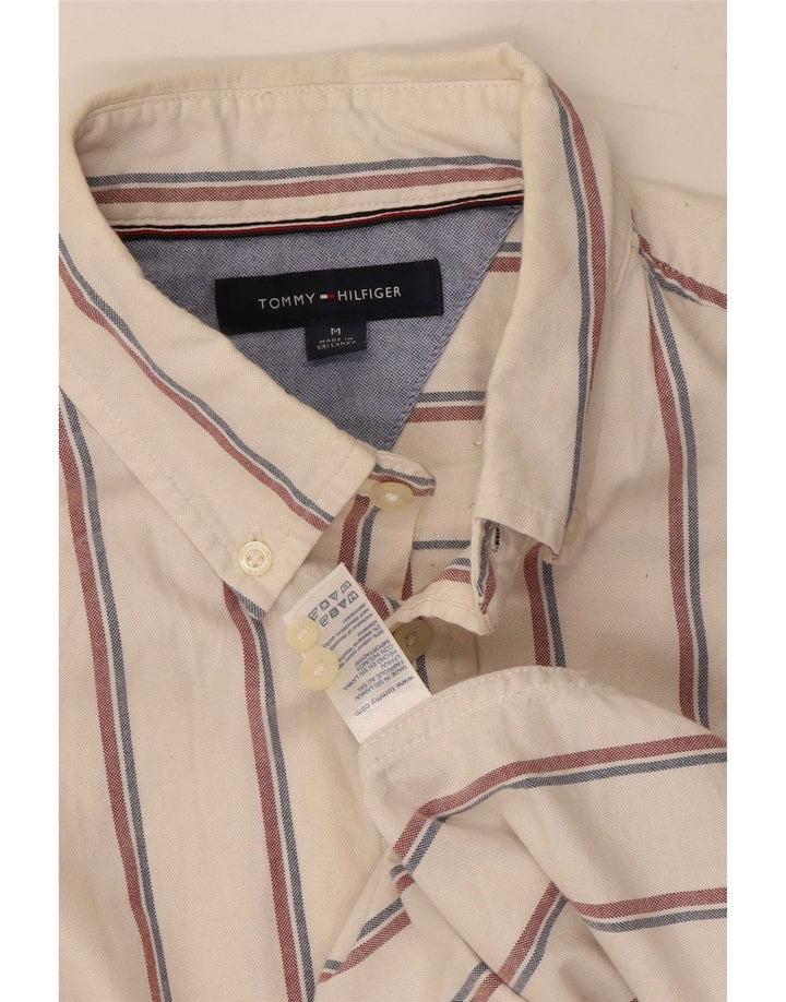 Cămașă pentru bărbați Tommy Hilfiger, bumbac cu dungi alb, mediu