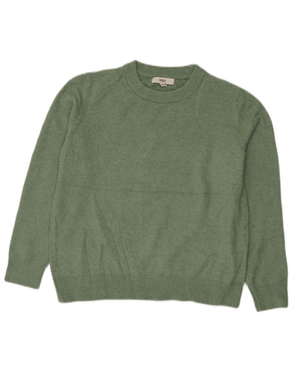 Marks & Spencer Womens Crew Neck Jumper Sweater UK 14 Medium Green