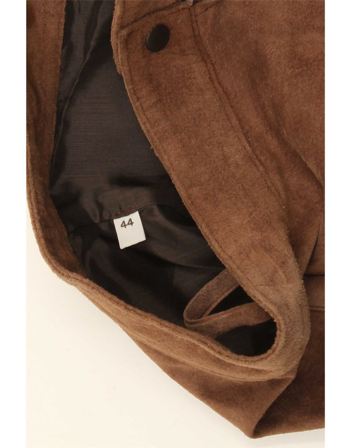 Fusta Mini din piele intoarsa pentru femei Zara IT 44 Medium W25 Maro