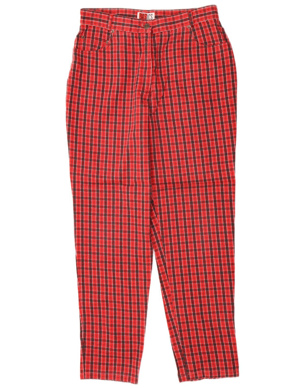 Basics Pantaloni casual pentru femei cu talie înaltă UK 16 Large W30 L30 Red Check