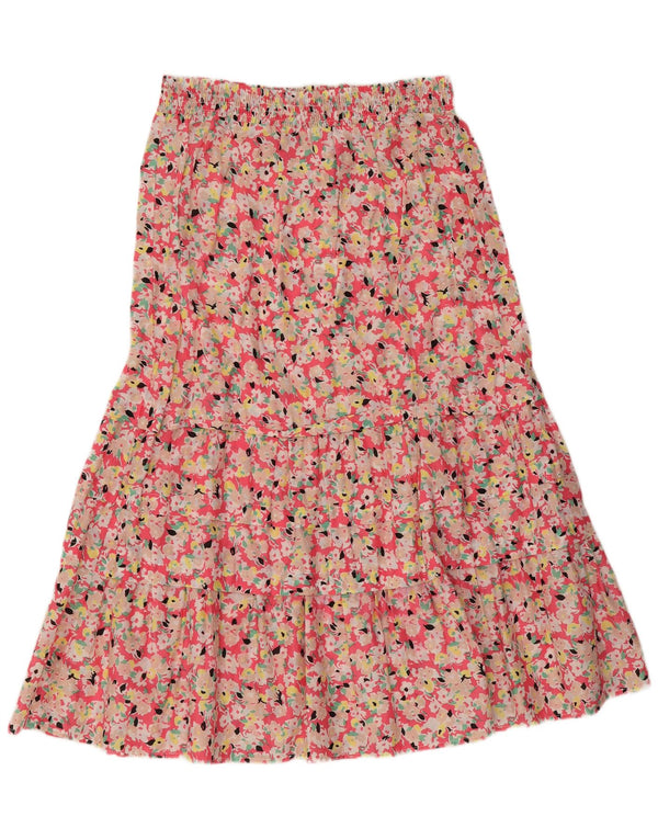 Fusta cu etaje pentru femei Marks & Spencer UK 10 Small W28 Pink Floral Bumbac