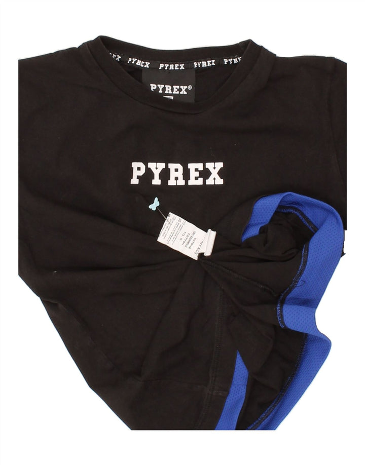 PYREX Boys Graphic T-Shirt Top 7-8 Years Small Black Cotton Vintage Pyrex and Second-Hand Pyrex from Messina Hembry 