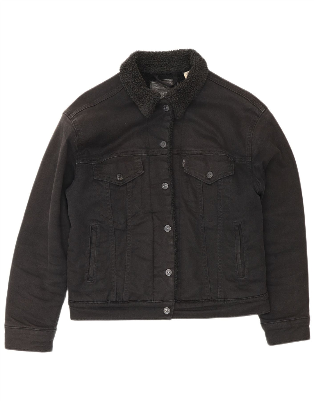 Jachetă de blugi Sherpa pentru femei Levi's UK 10, bumbac negru mic