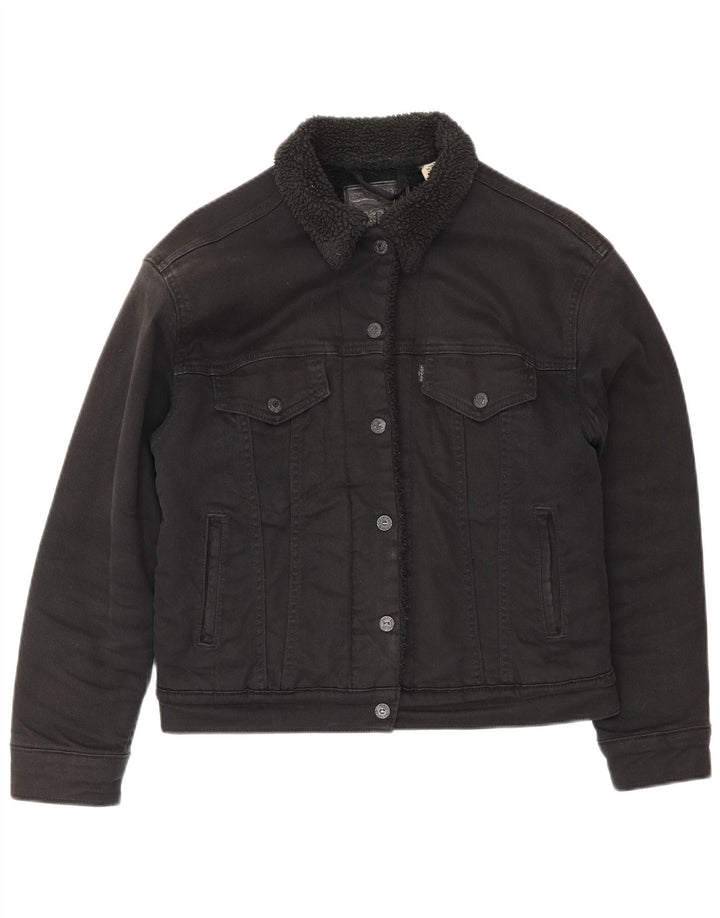 Jachetă de blugi Sherpa pentru femei Levi's UK 10, bumbac negru mic