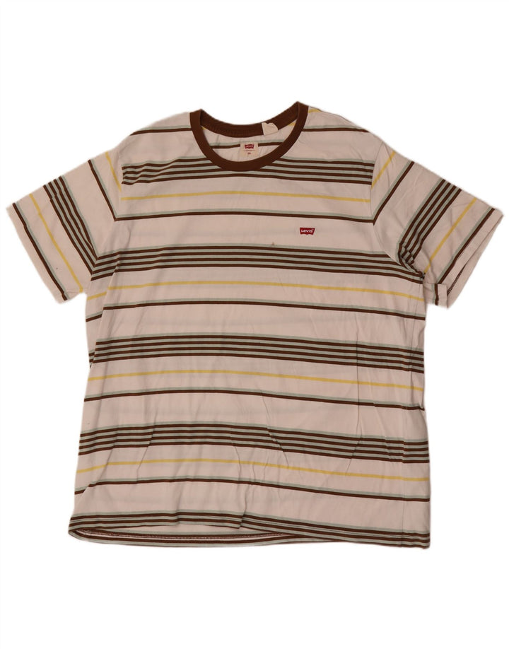 Tricou pentru bărbați Levi's Top 2XL din bumbac cu dungi alb